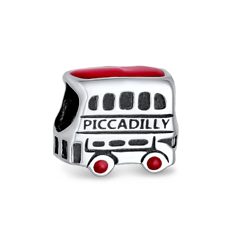 ladies bracelet hypoallergenic silver-London Double Decker Bus Charm Bead Sterling Silver for European Bracelet