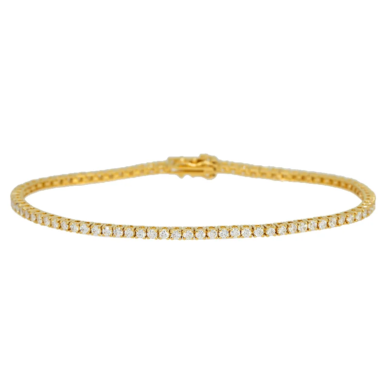 ladies bracelet braided-14k Yellow Gold Lab Diamond tennis bracelet 1.6 ctw