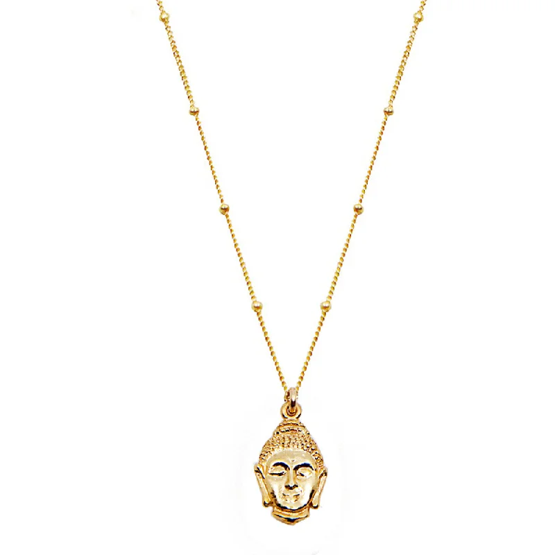 ladies necklace summer gold-Buddha Necklace