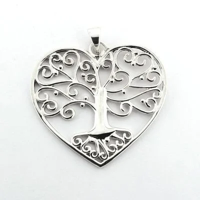 Ladies earrings wood inlay earrings-Southern Gates "Tree of Life" Heart Pendant and Earrings in Sterling Silver