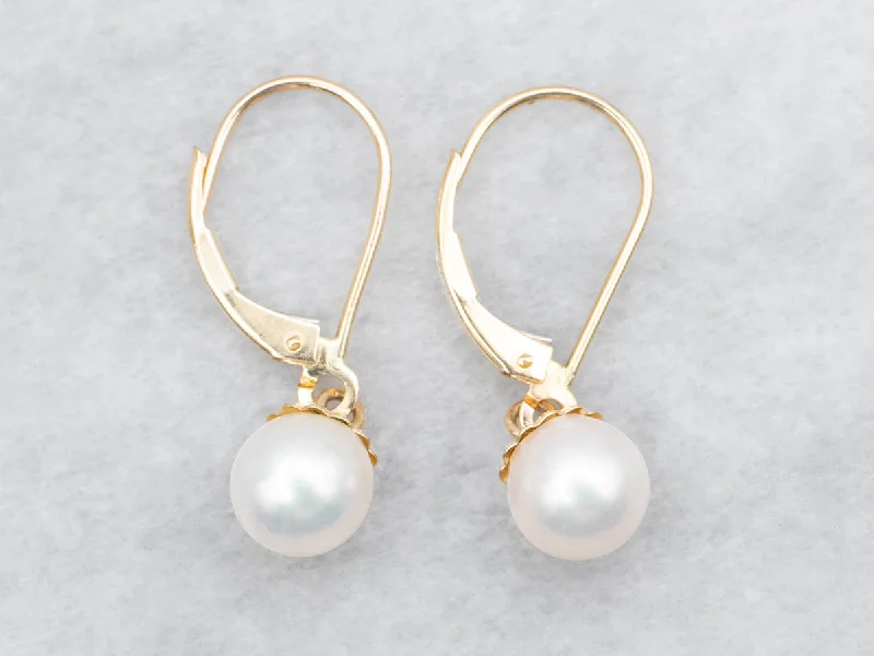 Ladies earrings understated elegance designs-Luminous Saltwater Pearl Drop Earrings