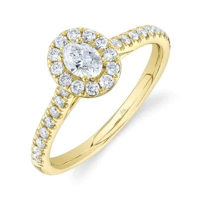 Ladies engagement rings lab-created solitaires-0.30CT-CTR(OVAL) 0.32CT-SIDE DIAMOND ENGAGEMENT RING