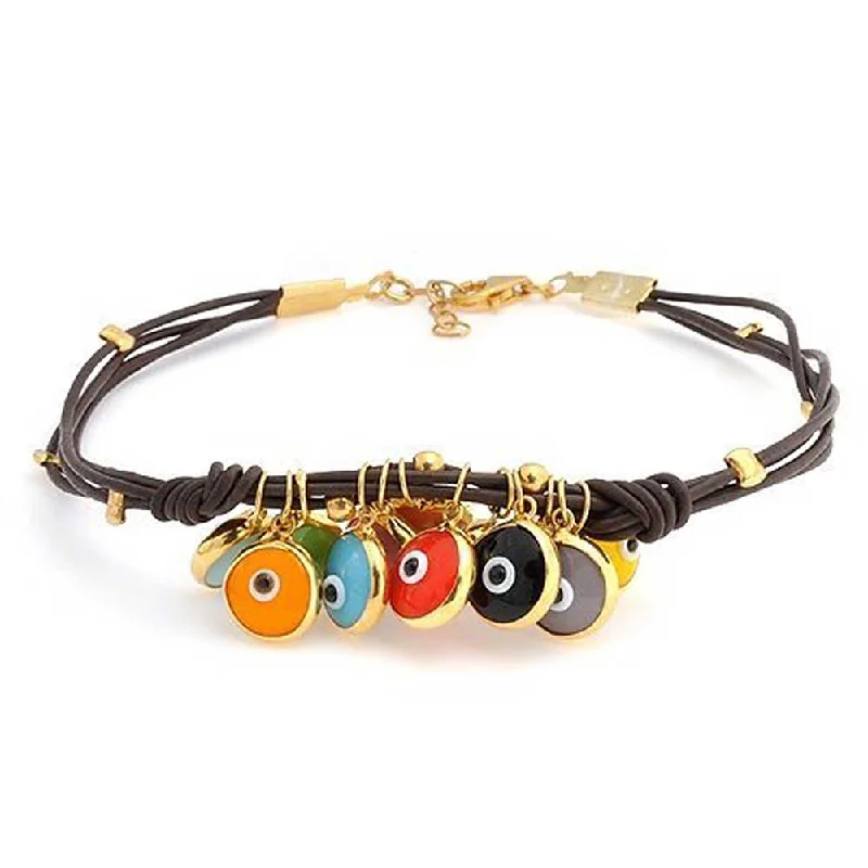 ladies bracelet mid-century-Protection Good Luck Amulet Strand Bracelet with Multicolor Evil Eye Beads 7-7.5 Inch