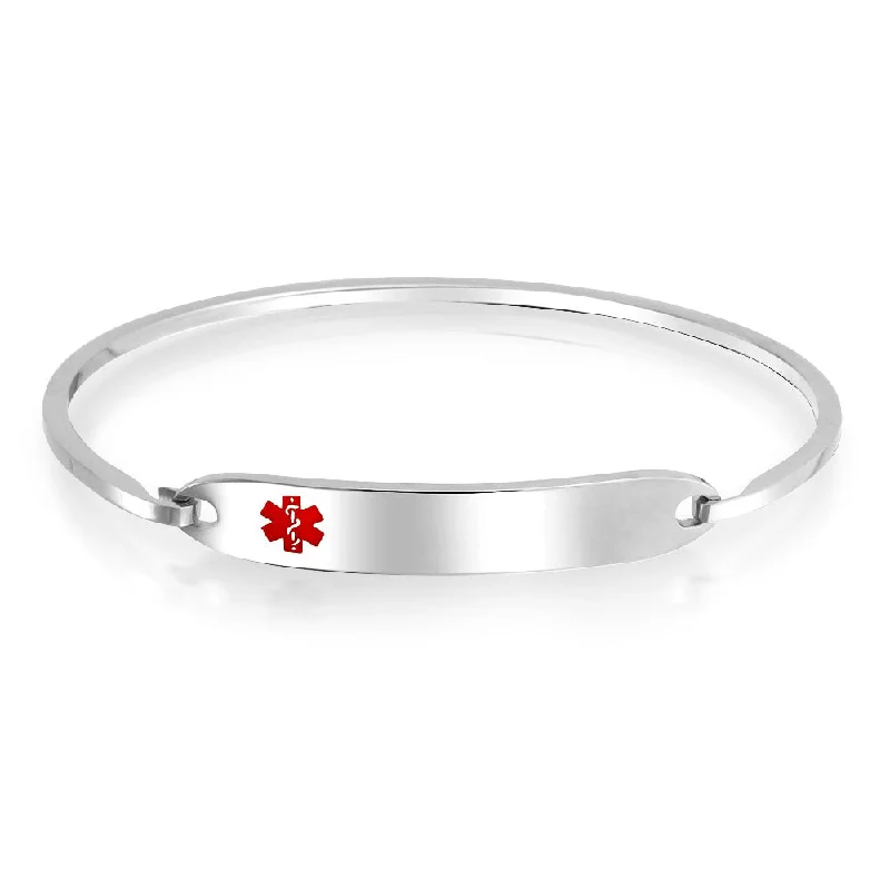 ladies bracelet premium-Sleek Medical ID Bracelet Bangle Stainless Steel 7 Inch