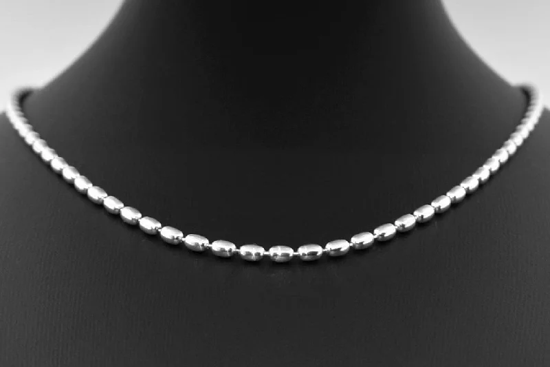 ladies necklace casual silver-Charleston Rice Bead Necklaces 3 mm