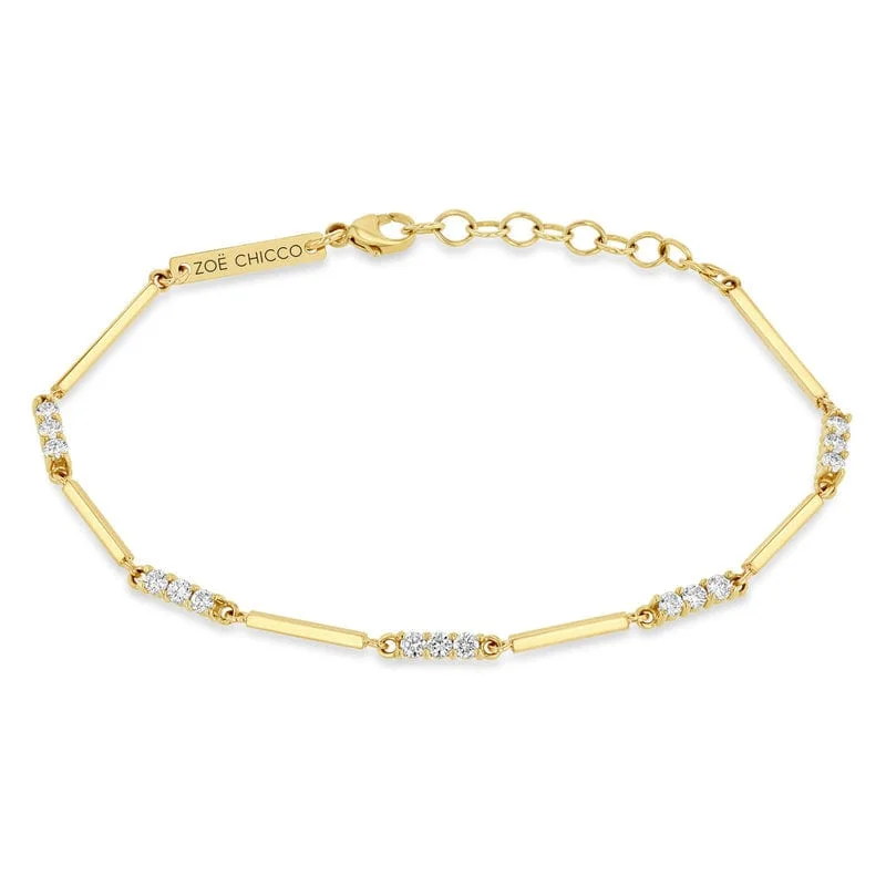 ladies bracelet valentine’s-14k Mixed Gold & Diamond Bar Bracelet