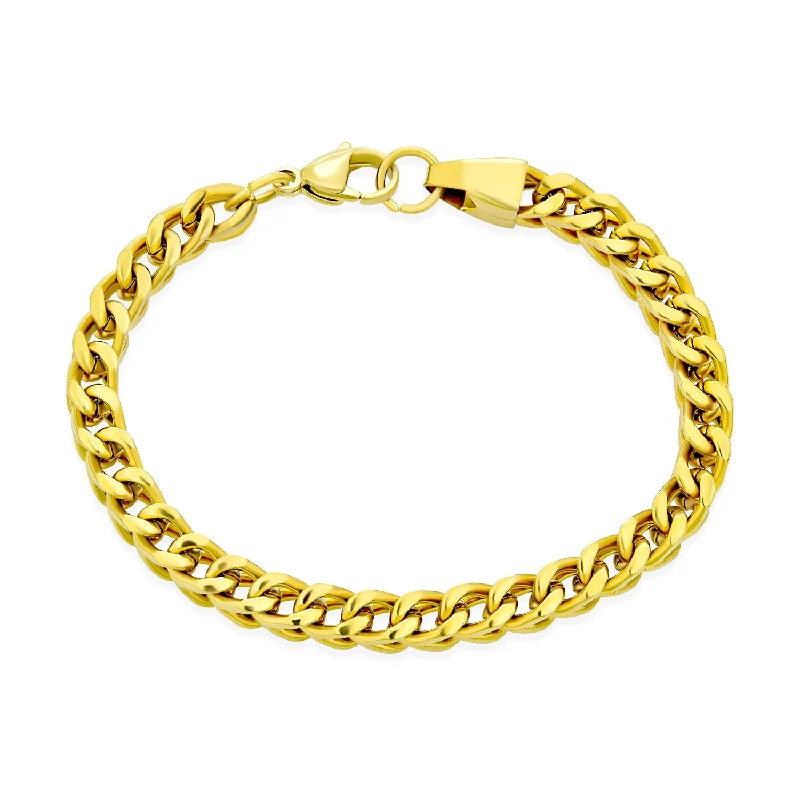 ladies bracelet celestial-Unisex Classic Curb Chain Link Bracelet Silver Gold Plated 6MM Multiple Sizes