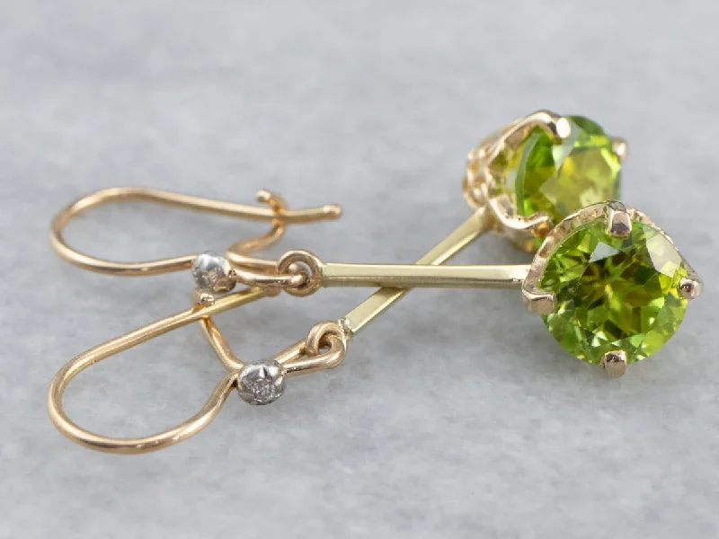 Ladies earrings lightweight stud designs-Peridot and Diamond Drop Earrings