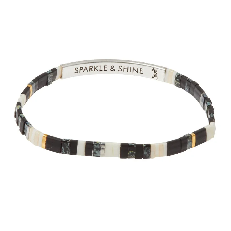 ladies bracelet silver-Good Karma Miyuki Bracelet | Sparkle & Shine - Raven/Silver