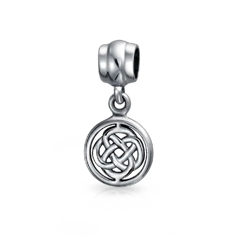 ladies bracelet constellation-Celtic Infinity Love Knot Dangle Charm Bead in Oxidized Sterling Silver for Bracelet