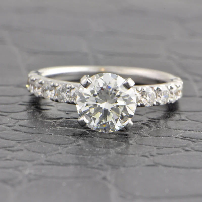 Ladies engagement rings unique gemstones-GIA 1.61 ct. Round Brilliant Cut Diamond Engagement Ring in White Gold