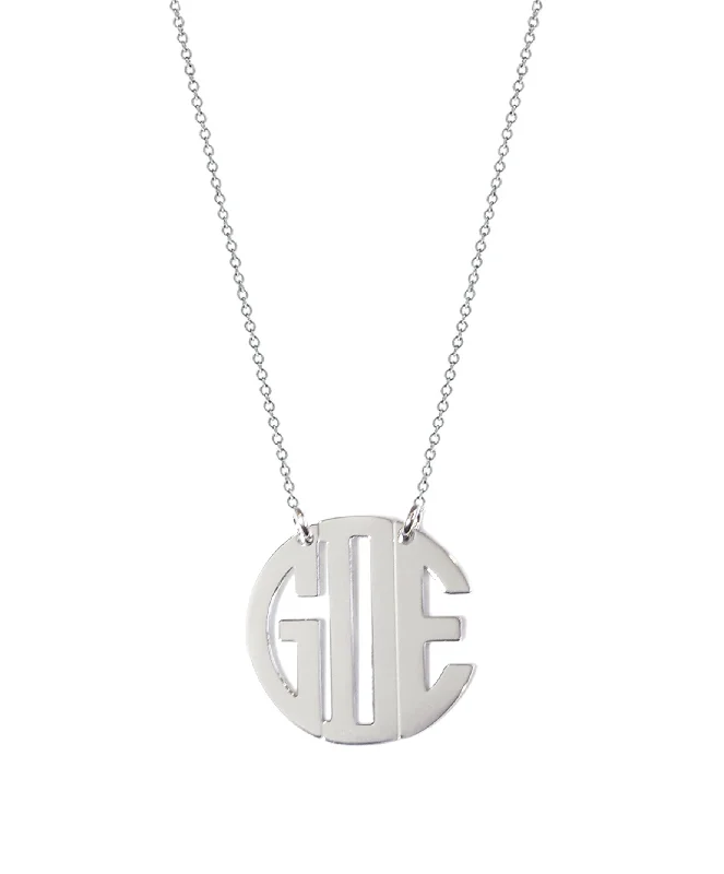 ladies necklace formal rose gold-Monogram Block Necklace