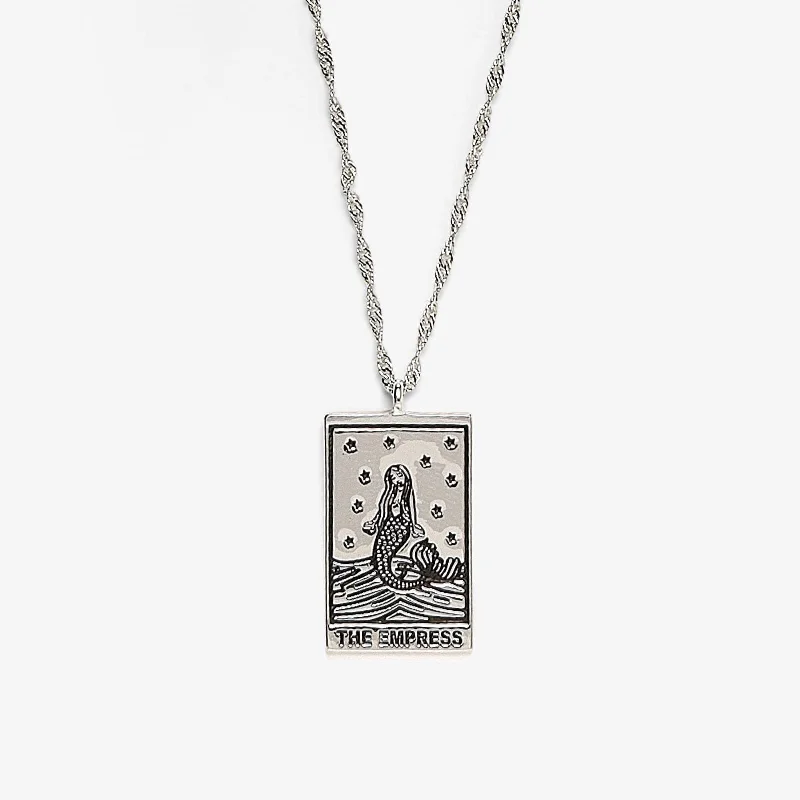 ladies necklace mother’s day-Silver Tarot Card Pendant Necklace