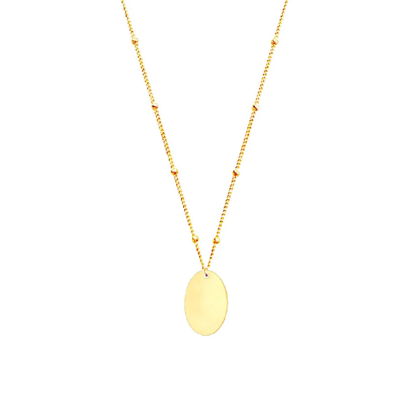 ladies necklace everyday-Oval Pendant Necklace