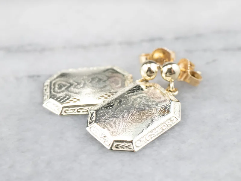 Ladies earrings tapered drop earrings-Retrofitted Gold Cufflink Earrings