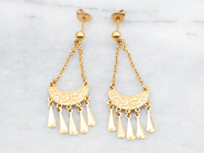 Ladies earrings Asian cultural styles-Crescent Dangle Drop Earrings