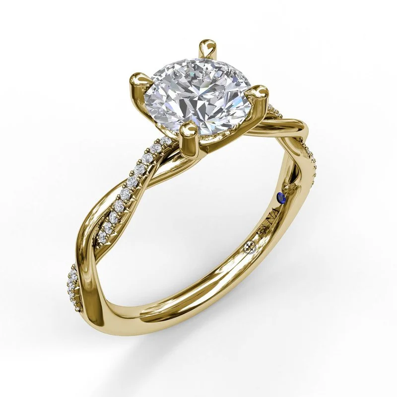 Ladies engagement rings vintage diamonds-Gold And Diamond Twist Engagement Ring