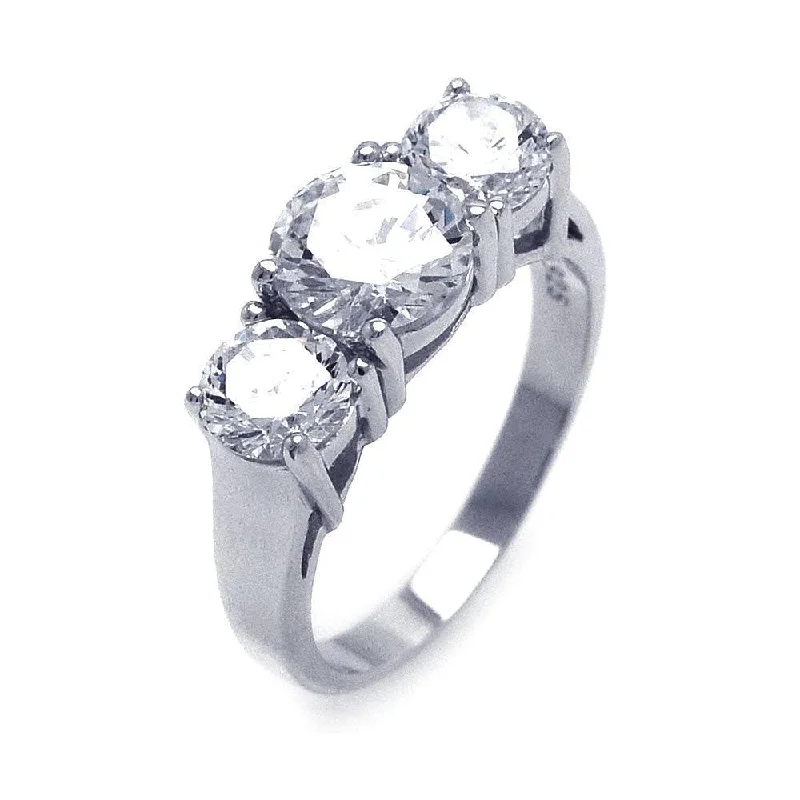 Ladies rings wear-resistant styles-Silver 925 Rhodium Plated CZ Past Present Future Ring - STR00696