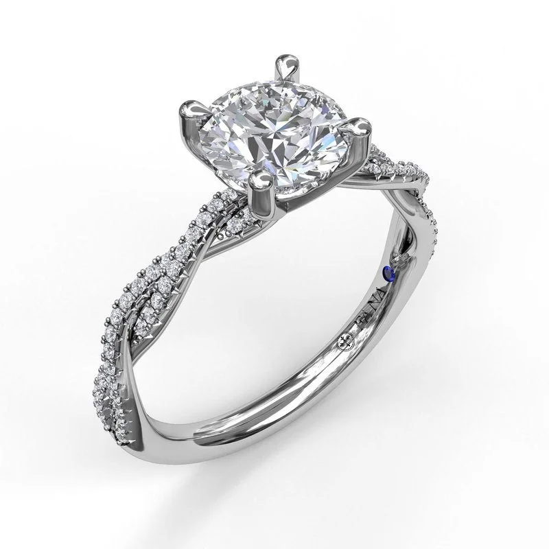 Ladies engagement rings delicate diamond bands-Petite Diamond Twist Engagement Ring