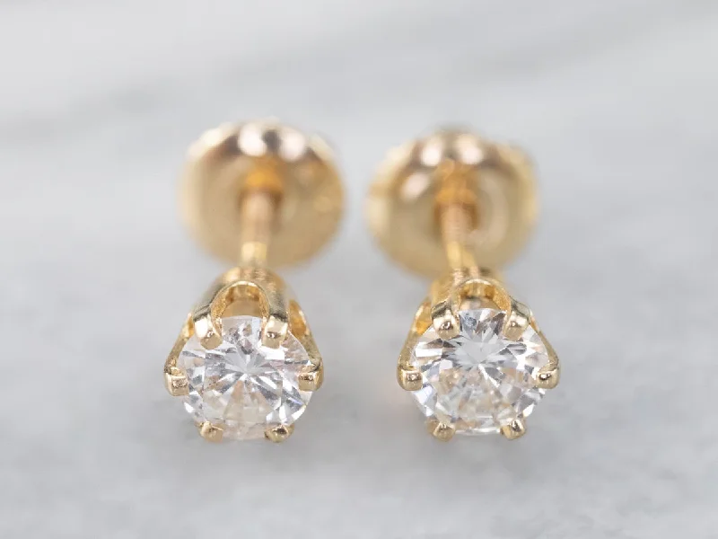 Ladies earrings New Year’s Eve designs-Diamond Gold Stud Earrings