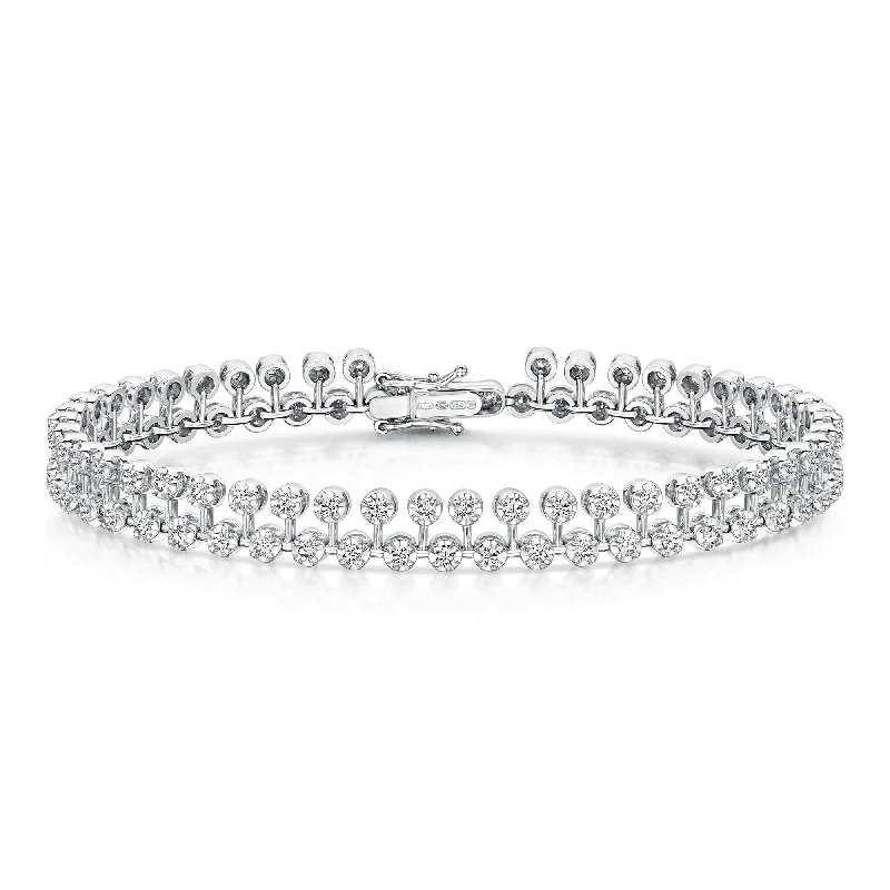 ladies bracelet winter silver-18ct White Gold Round Brilliant Diamond Fancy Double Row Bracelet