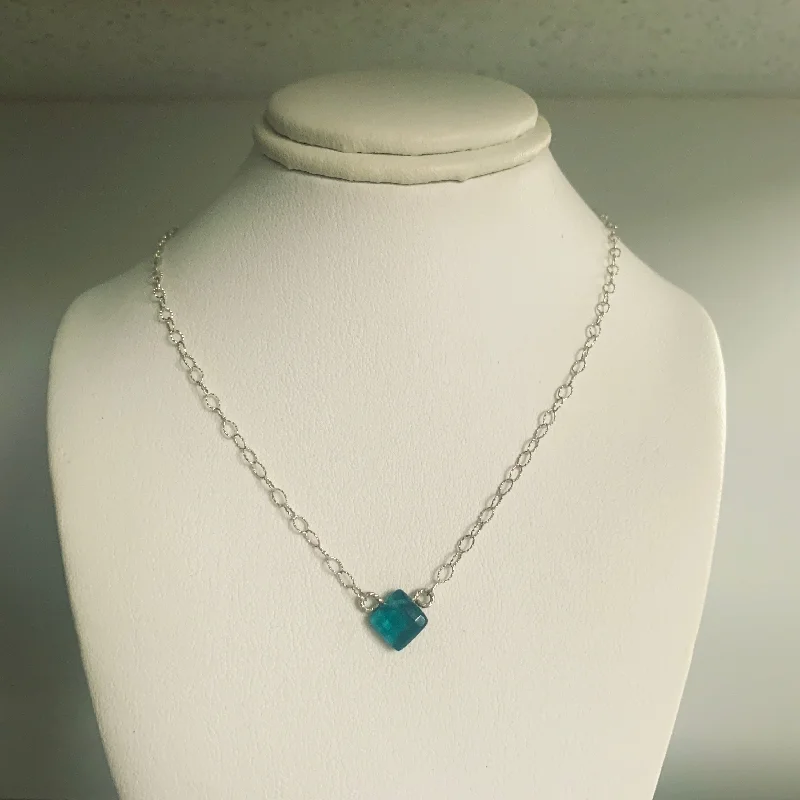 ladies necklace onyx-Side to Side Teal Drop Necklace