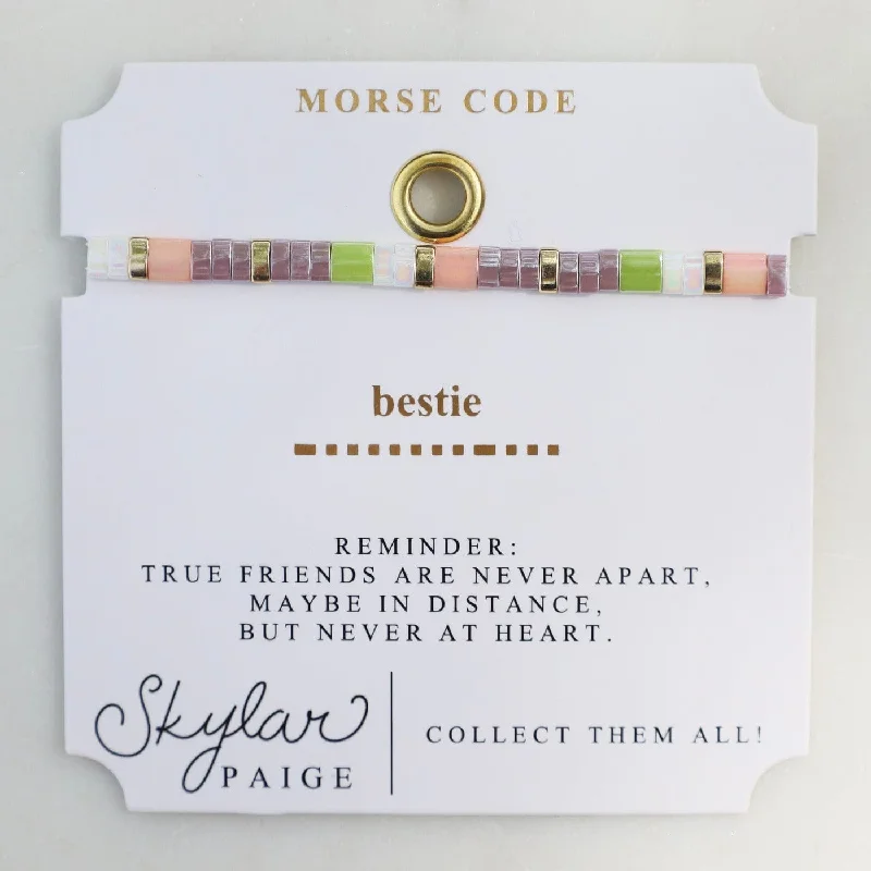 ladies bracelet clearance-Bestie - Morse Code Tila Beaded Bracelet