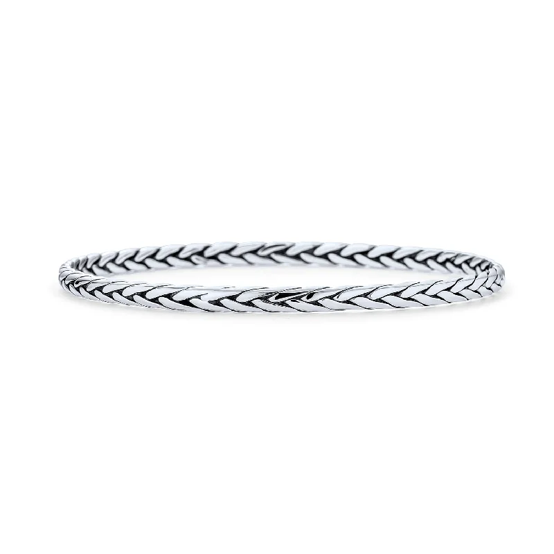 ladies bracelet online-Stackable Twisted Rope Bangle Bracelet in Sterling Silver, Basket Weave Design