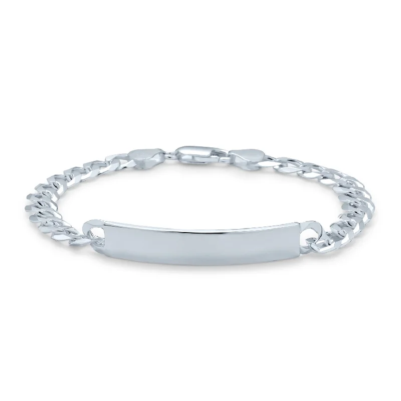 ladies bracelet heart-shaped-200 Gauge Sterling Silver Men's ID Bracelet Miami Cuban Curb Link Made in Italy 8-9 Inch