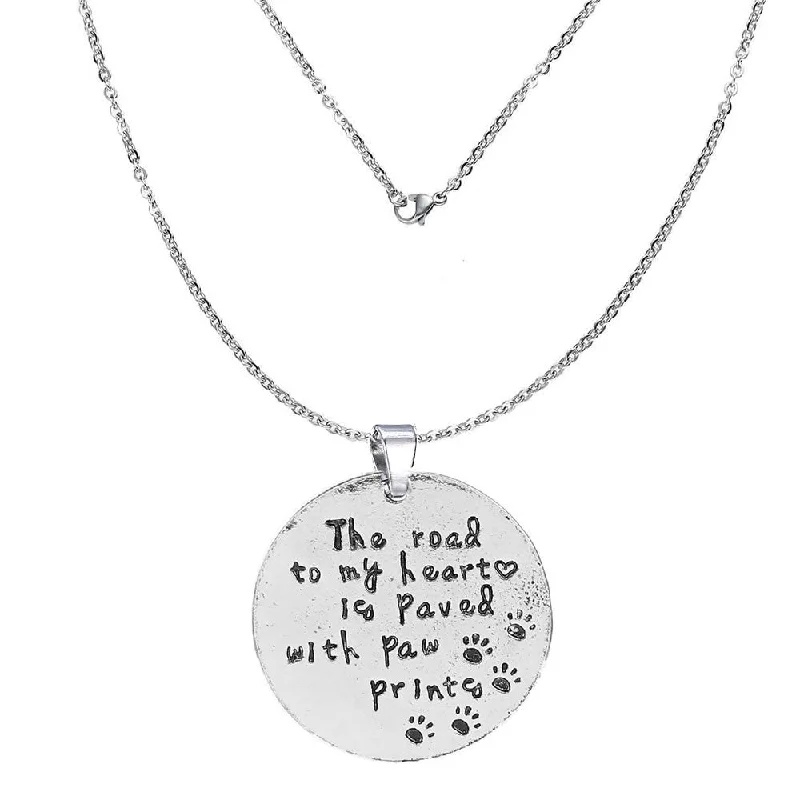 ladies necklace summer gold-inch The road to my heart is paved with paw printesinch Memorial Necklace & Pendant for Your Lost ones Memorial Sympathy Gift