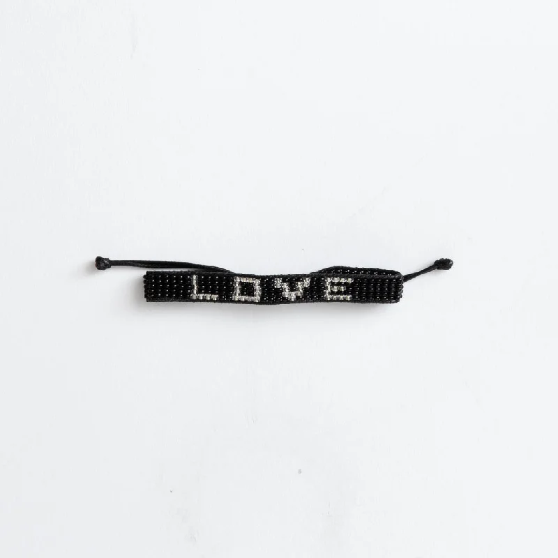 ladies bracelet openwork-Woven LOVE Bracelet - Black/Silver