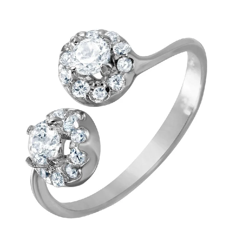 Ladies rings promise ring options-Silver 925 Rhodium Plated CZ Open Ring - BGR00962