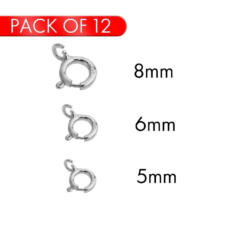 Ladies rings minimalist art styles-925 Sterling Silver Round Spring Clasp - CLASP01 (PK of 12)