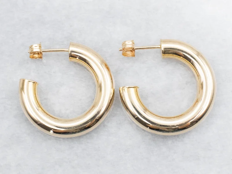 Ladies earrings elegant timeless looks-Yellow Gold Hoop Earrings