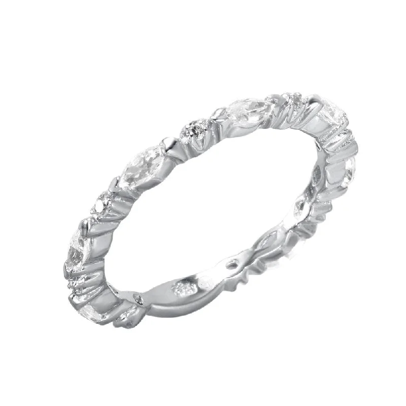 Ladies rings standout unique styles-Silver 925 Rhodium Plated CZ Stackable Ring - STR00095