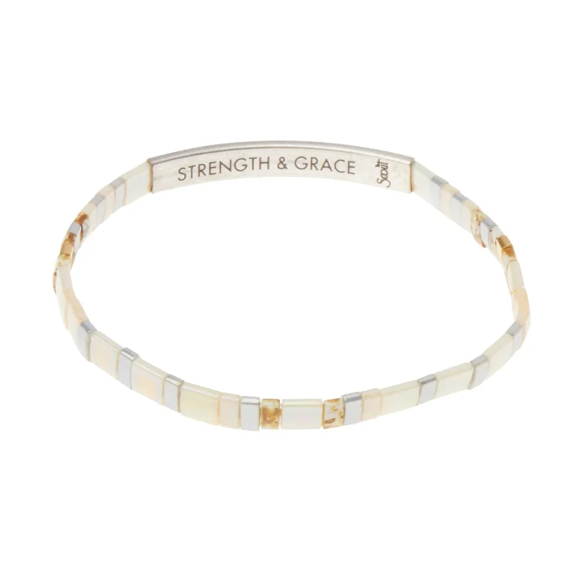 ladies bracelet modern-Good Karma Miyuki Bracelet | Strength & Grace - Ivory/Silver