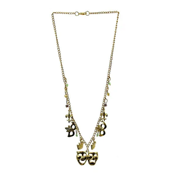 ladies necklace luxury gold-Mardi Gras Gold Charm Necklace