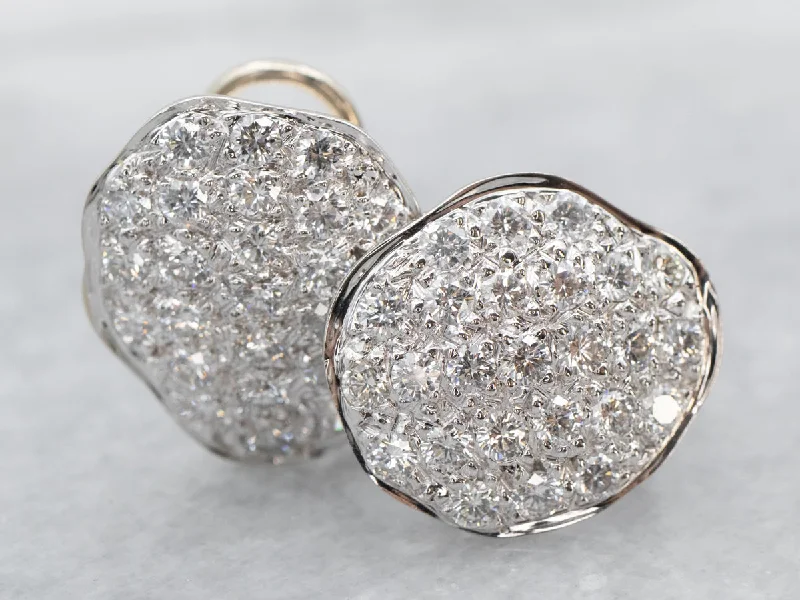 Ladies earrings moonstone glow styles-Modernist Diamond Cluster Earrings