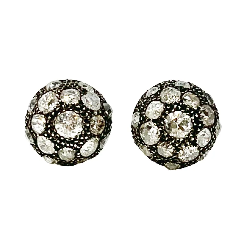 Ladies earrings elegant timeless looks-Victorian 14K White and Rose Gold Dome Earrings with Diamonds