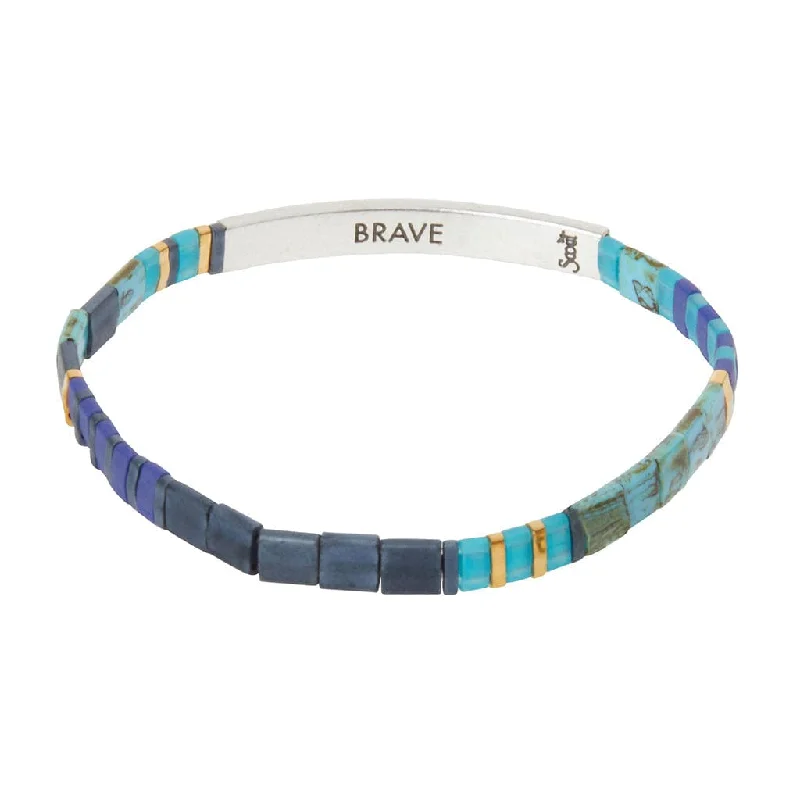 ladies bracelet sapphire-Good Karma Miyuki Bracelet | Brave - Cobalt/Silver